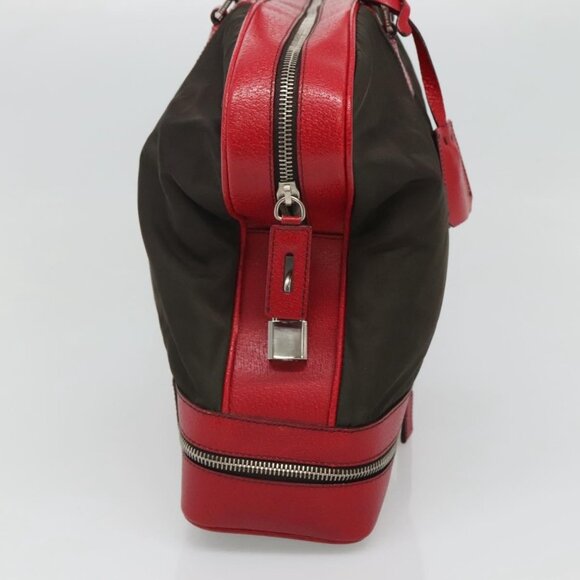 PRADA Hand Bag Nylon Leather Khaki Silver Auth bs24484 - Picture 4 of 16